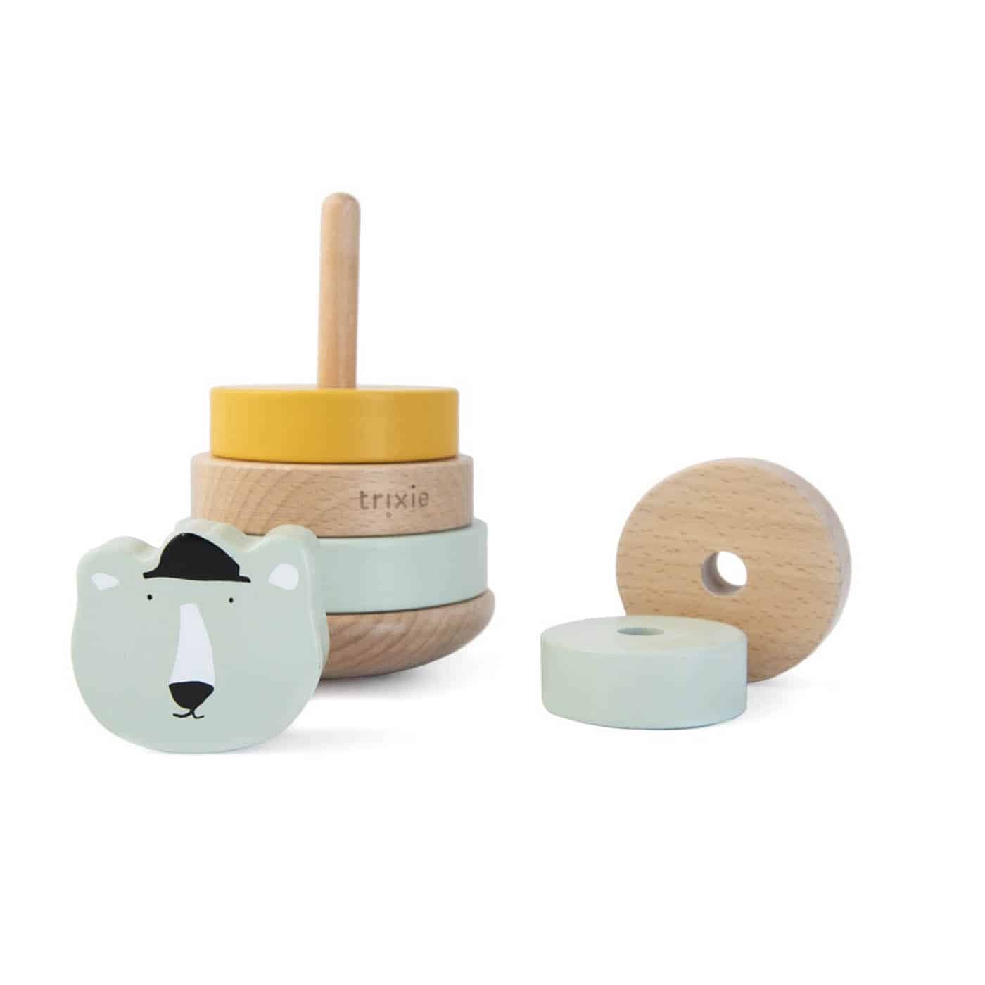 Tour à empiler en bois – Mr Ours polaire – Trixie - Vue de face sur fond blanc