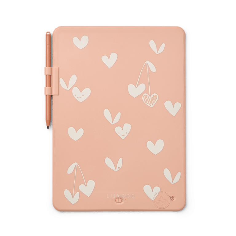 Tablette à dessin magique Zora cerises coeurs de derrière