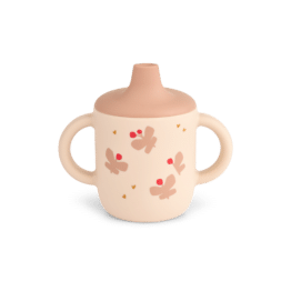 Tasse en silicone avec tétine papillons liewood fond blanc