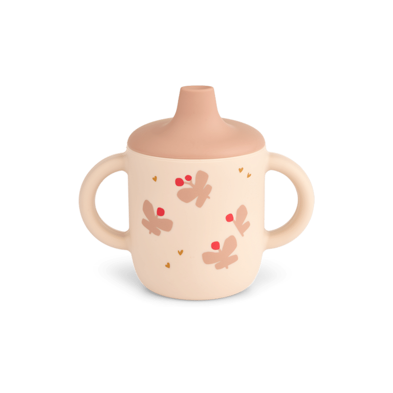 Tasse en silicone avec tétine papillons liewood fond blanc