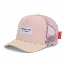 Casquette trucker enfant - Mini powder pink - Hello Hossy, de face sur fond blanc