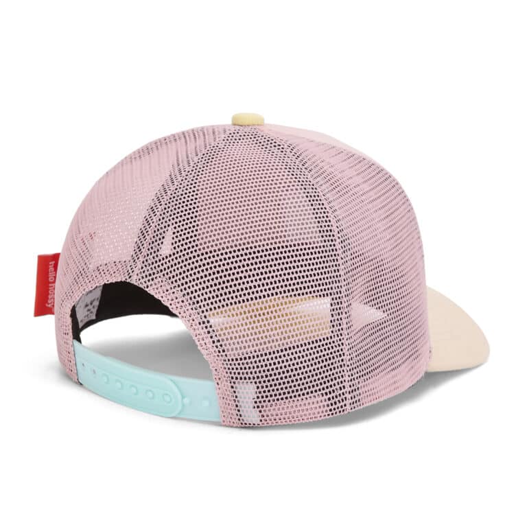 Casquette trucker enfant - Mini powder pink - Hello Hossy, de derrière sur fond blanc
