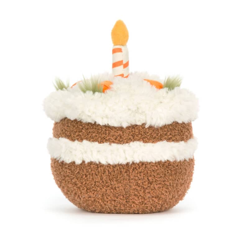 Doudou Amuseables Carrot Cake – Jellycat - Vue de dos sur fond blanc