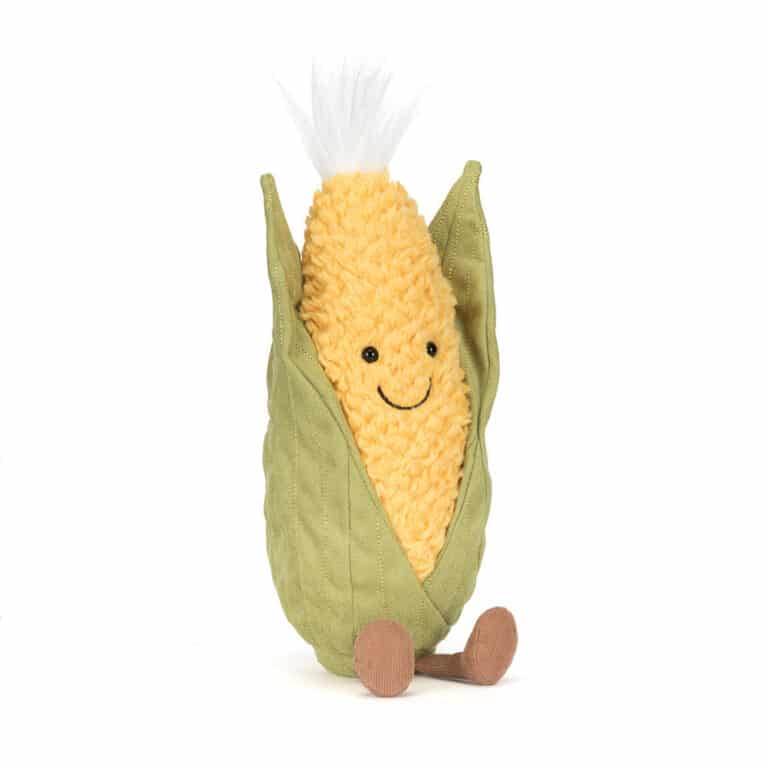 Doudou Amuseables Sweetcorn – Jellycat - Vue de face sur fond blanc