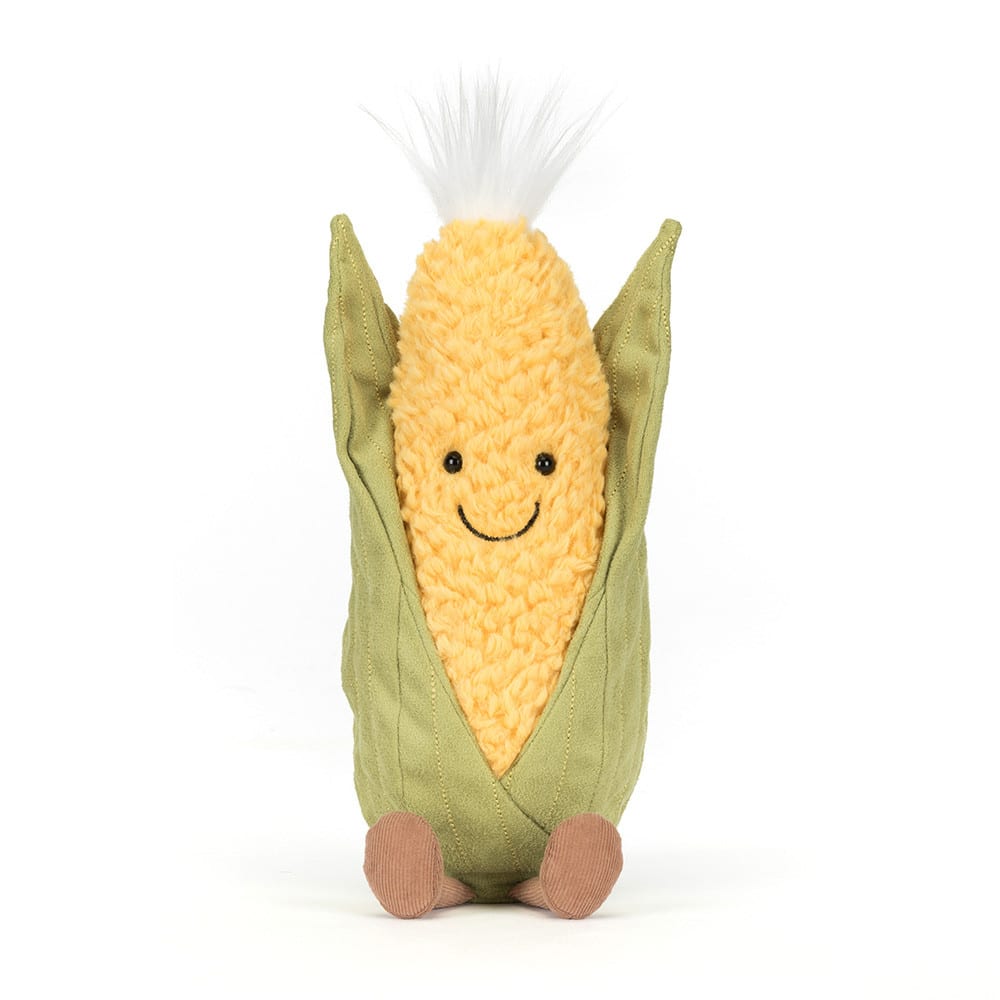 Doudou Amuseables Sweetcorn – Jellycat - Vue de face sur fond blanc