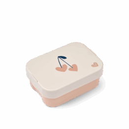 Lunch box Kamil - Cerises coeurs – Liewood - Vue de face sur fond blanc