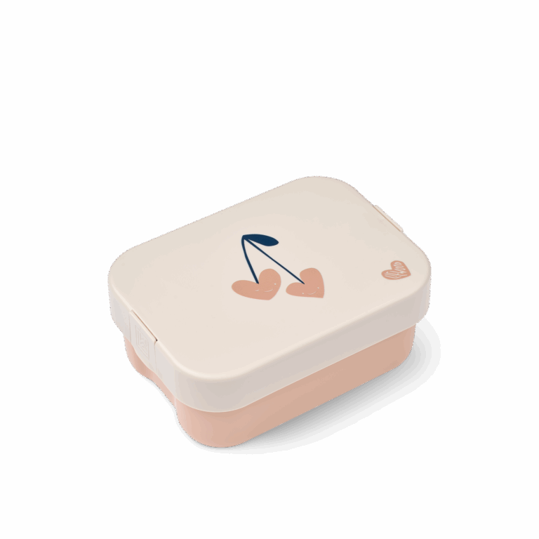 Lunch box Kamil - Cerises coeurs – Liewood - Vue de face sur fond blanc
