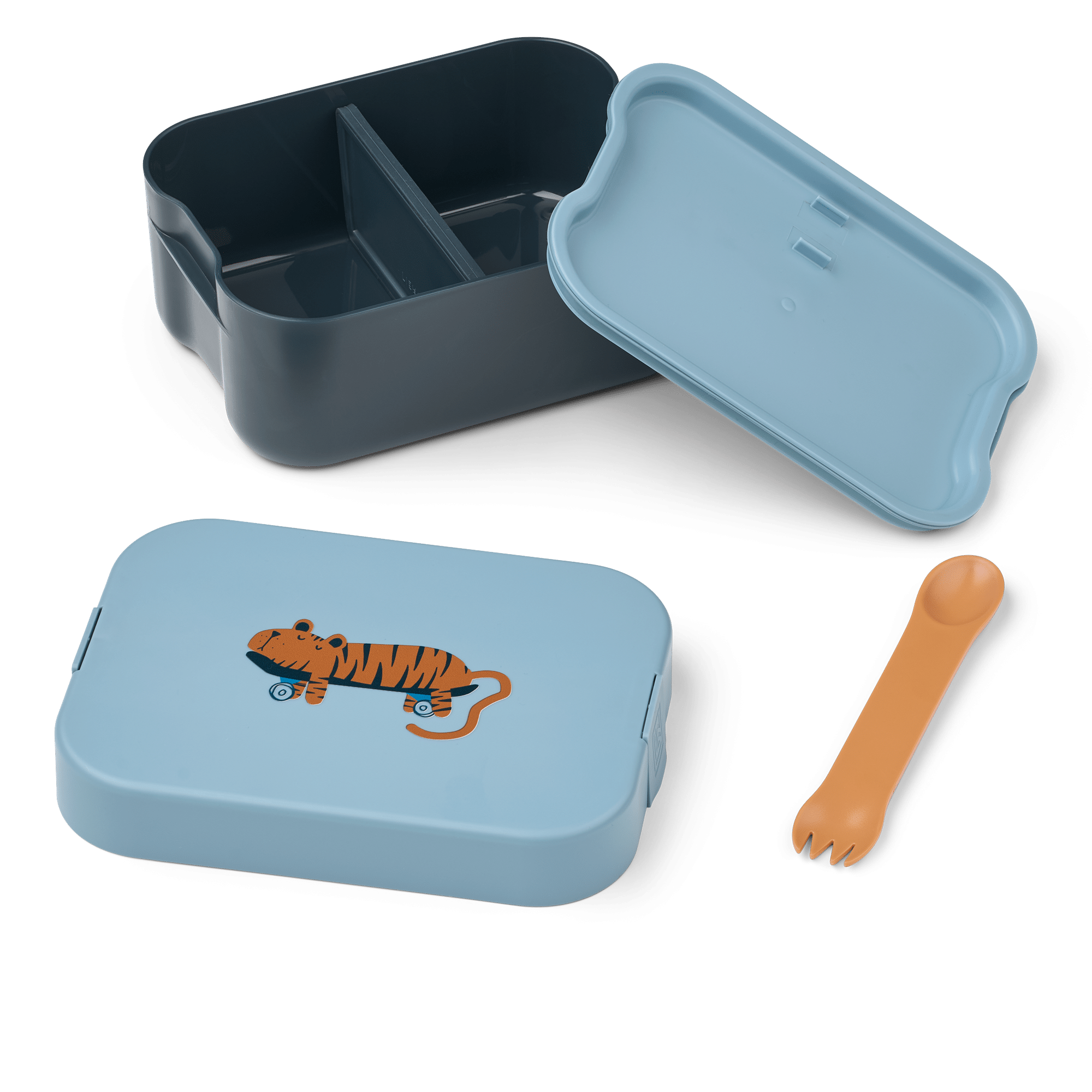 Lunch box Kamil – Tigre – Liewood - Vue de face sur fond blanc