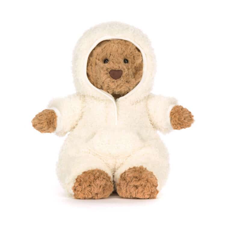 Bartholomew bear all-in-one outfit - Jellycat, vue de face sur fond blanc