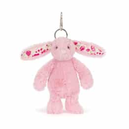 Blushkin Blossom bunny bag charm - Jellycat, vue de face sur fond blanc