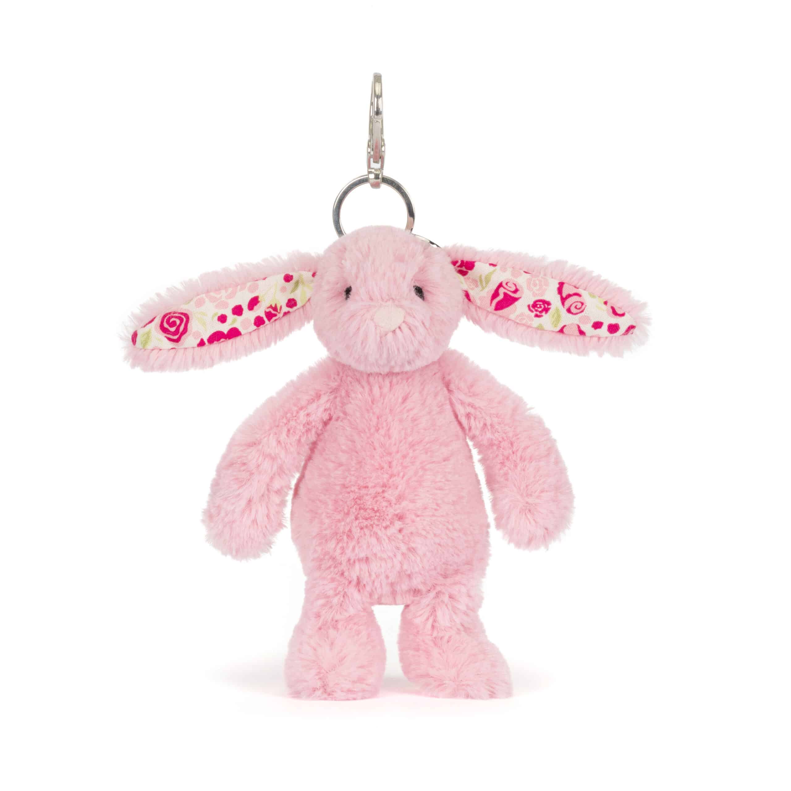 Blushkin Blossom bunny bag charm - Jellycat, vue de face sur fond blanc