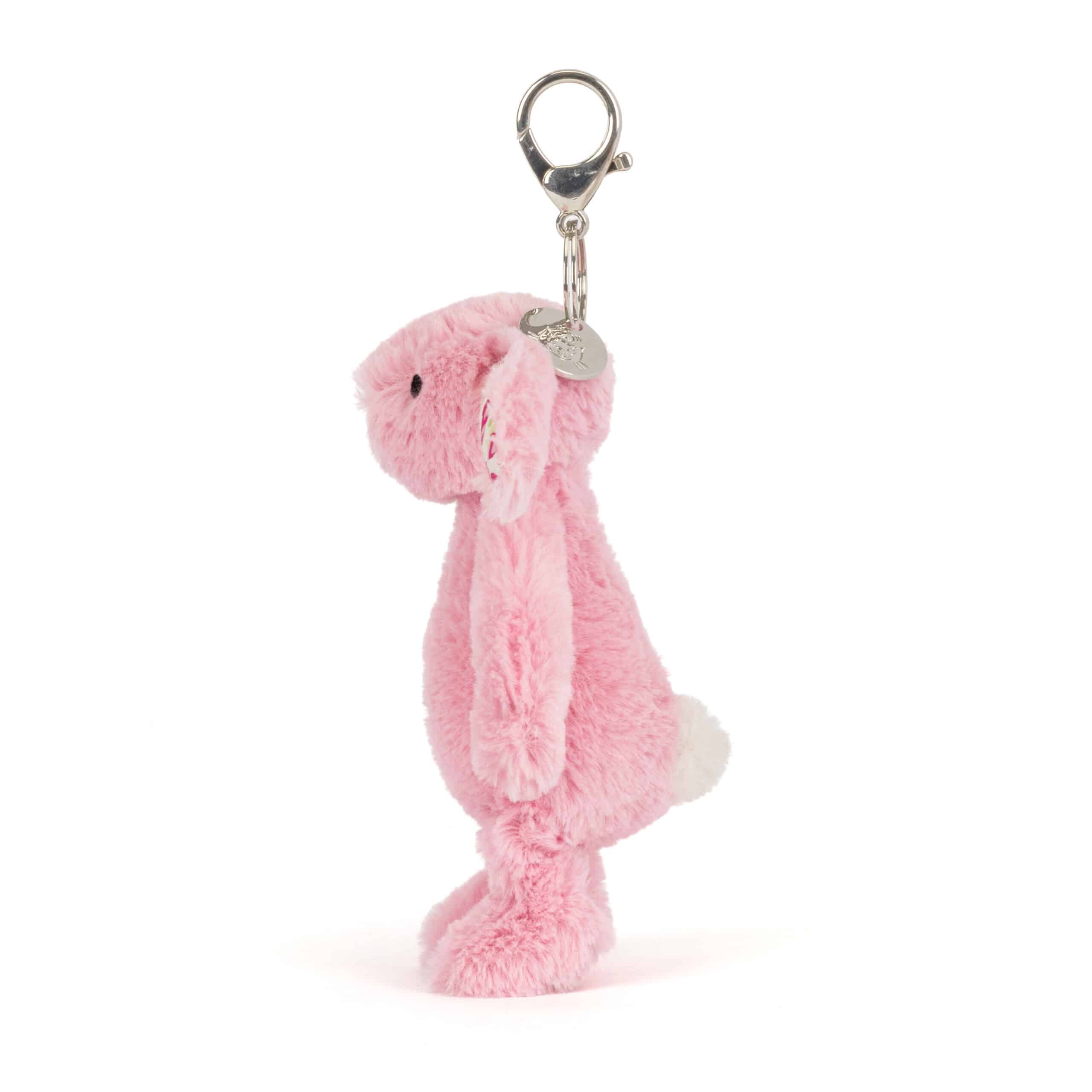 Blushkin Blossom bunny bag charm - Jellycat, vue de côté sur fond blanc