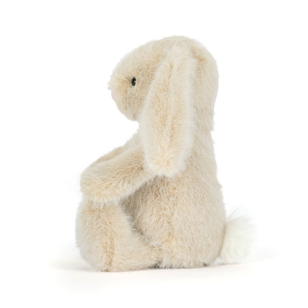 Wheat Flufflet bunny - Jellycat, vue de côté sur fond blanc