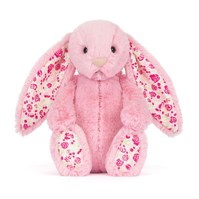 Blushkin blossom luxe bunny - Jellycat, vue de face sur fond blanc