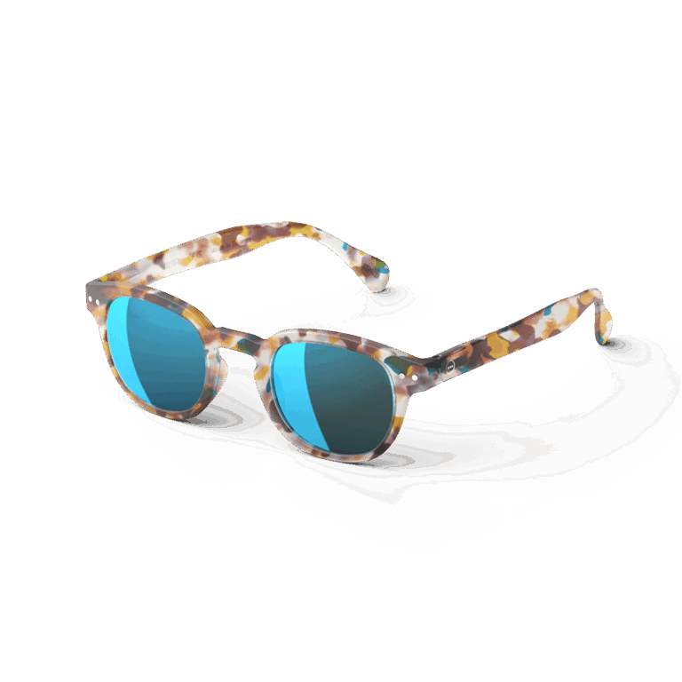 Lunettes de soleil #C – Écailles bleues miroir bleu - Izipizi, vue de côté