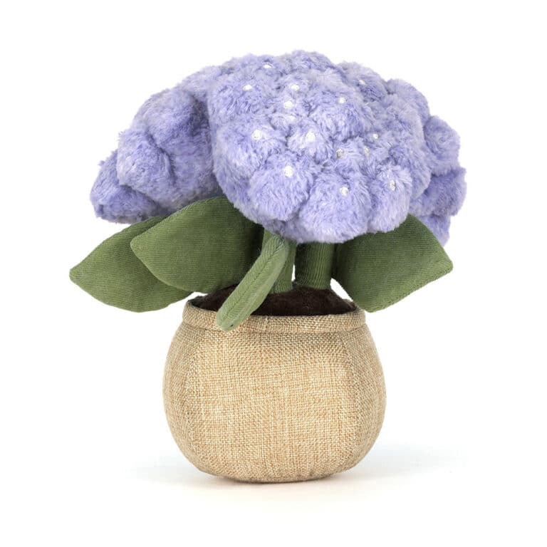 peluche jellycat pas cher hortensia amuseables hydrangea doudou plante fleur collection jellycat deco cadeau peluche rare douce enfant design original fleur pot plush toy