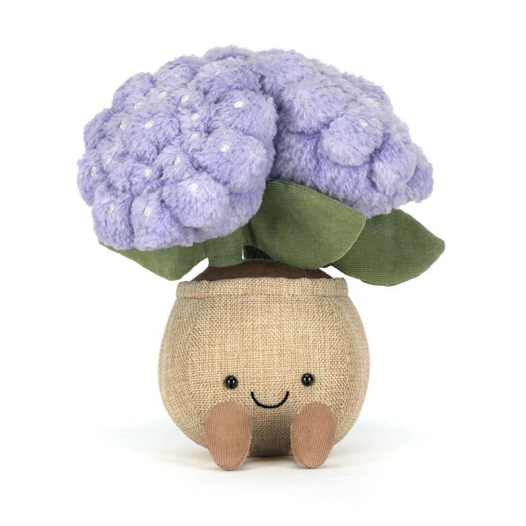 peluche jellycat pas cher hortensia amuseables hydrangea doudou plante fleur collection jellycat deco cadeau peluche rare douce enfant design original fleur pot plush toy