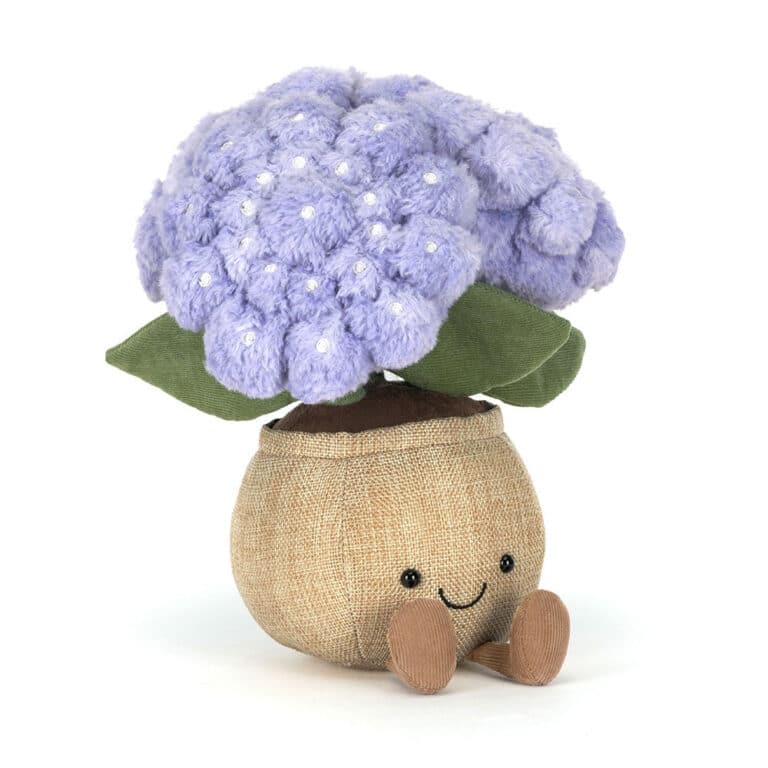 peluche jellycat pas cher hortensia amuseables hydrangea doudou plante fleur collection jellycat deco cadeau peluche rare douce enfant design original fleur pot plush toy
