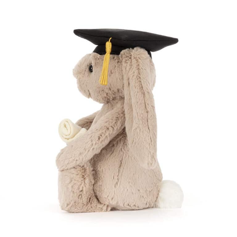 peluche jellycat pas cher bashful bunny graduation lapin diplome doudou collection jellycat cadeau reussite etudiant peluche douce plush toy souvenir original idées cadeaux étudiant, réussite bac cadeau, offrir réussite examen, peluche étudiant