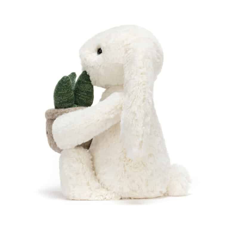 peluche jellycat pas cher lapin crème avec plante doudou Jellycat collection Bunny cadeau déco enfant cuddle soft toy cream bunny plant collectible plush