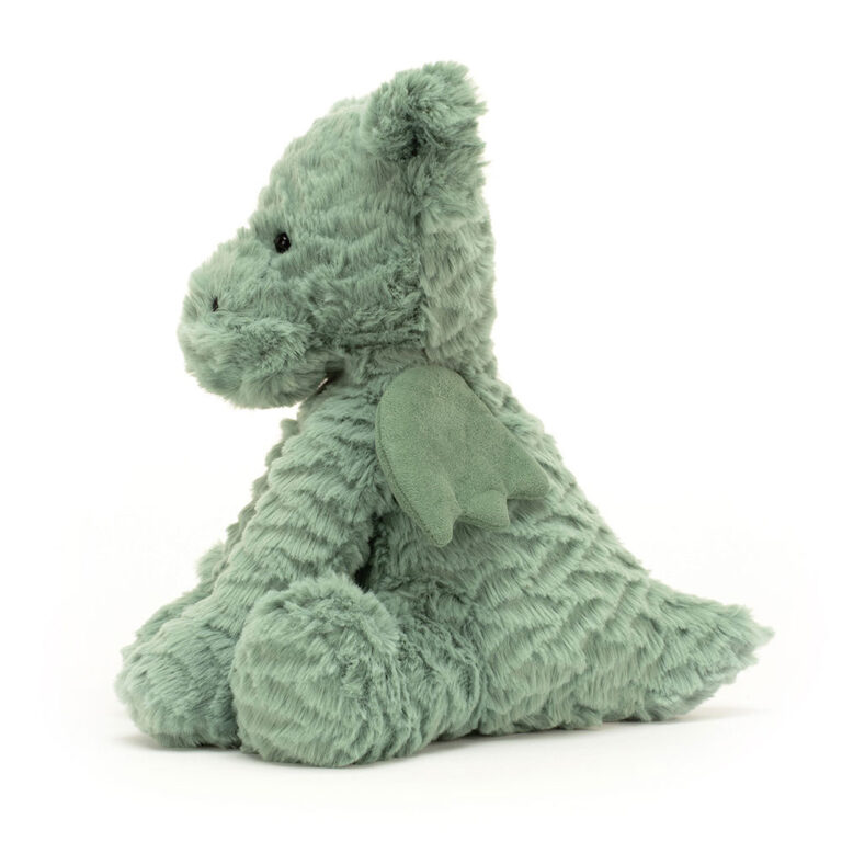 Fuddlewuddle Dragon - Jellycat, vue de côté sur fond blanc