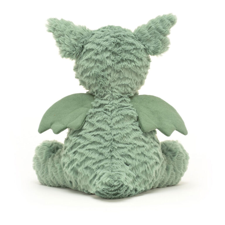 Fuddlewuddle Dragon - Jellycat, vue de dos sur fond blanc
