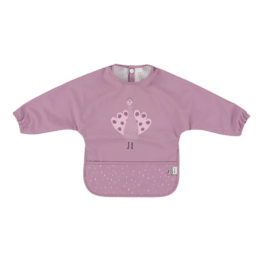 Bavoir plastifié manches longues mlle paon trixie fond blanc