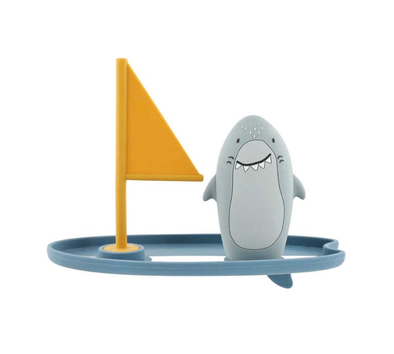 Jouet de bain planche de surf mr requin de Trixie fond blanc