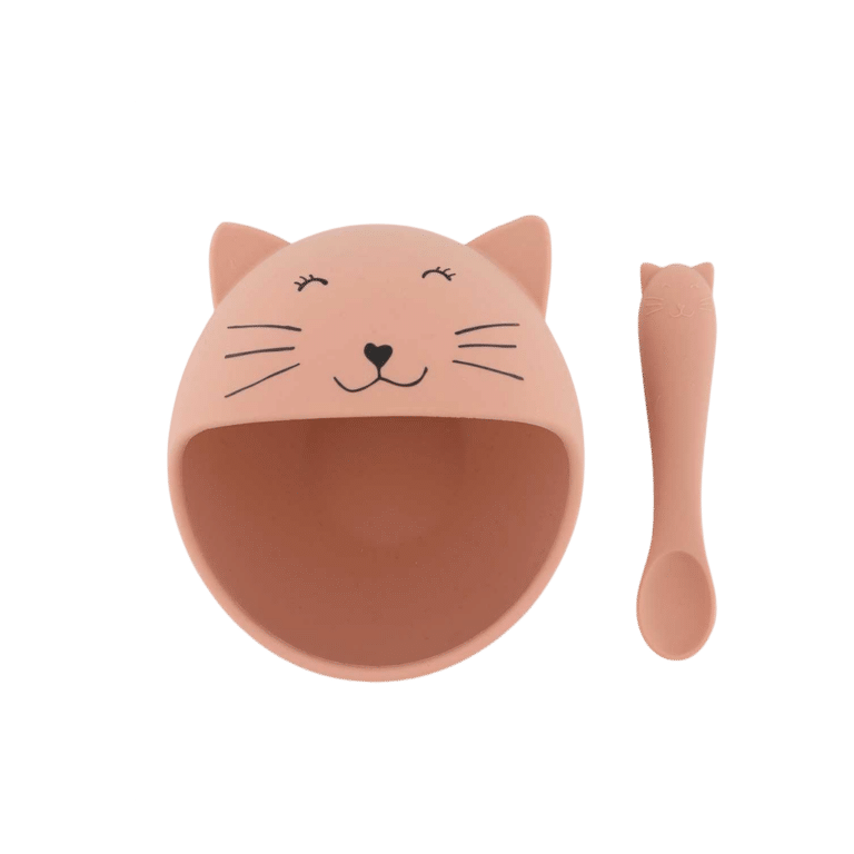 Premier set repas de bébé mlle chat Trixie fond blanc