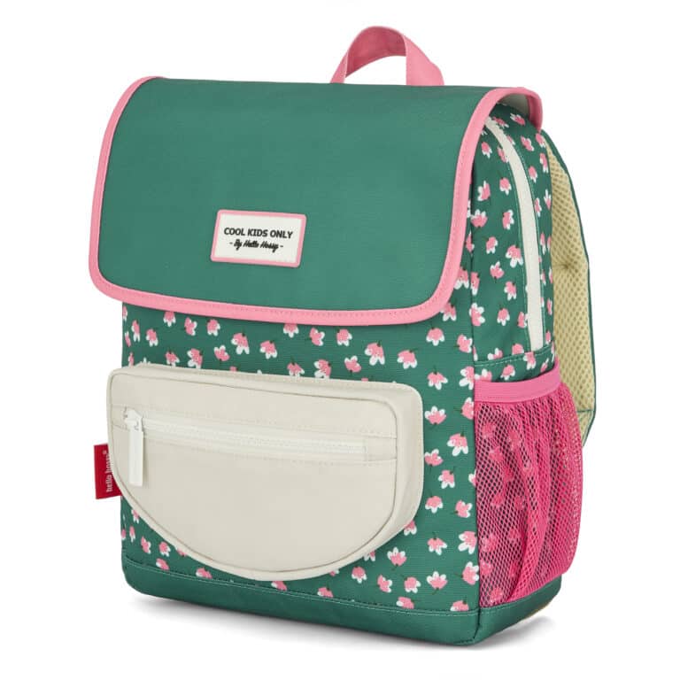 Le sac à dos enfant Garden Joy Hello Hossy fond blanc en biais