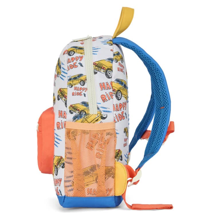 Le sac à dos enfant Happy Ride Hello Hossy fond blanc de profil