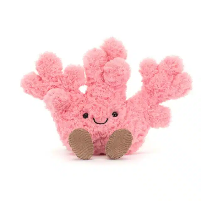 Amuseables Coral de Jellycat vue de face fond blanc