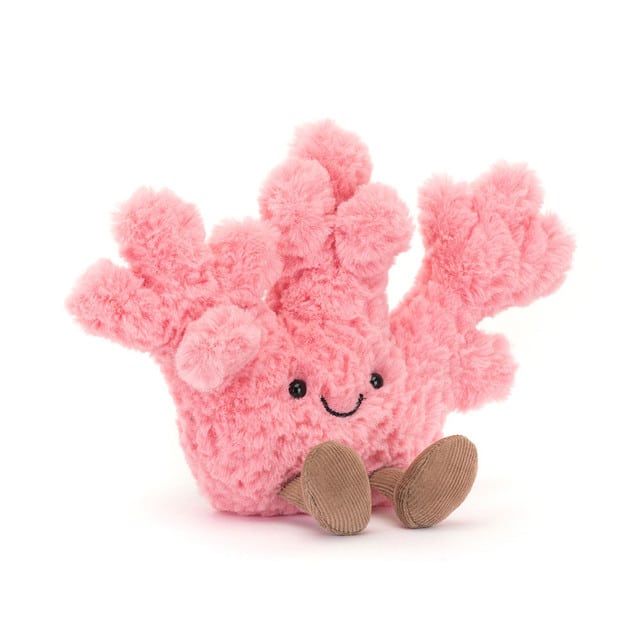 Amuseables Coral de Jellycat vue de face côté fond blanc