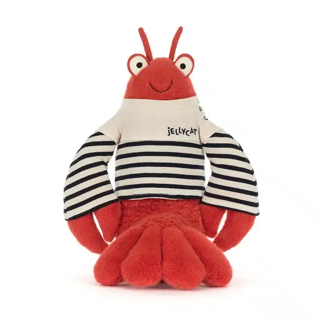 Larry Lobster Sailor Outfit de Jellycat vue de face fond blanc