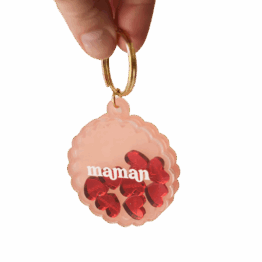 Porte-clés coeurs - Maman - Les Mignonneries, vue de face sur fond blanc