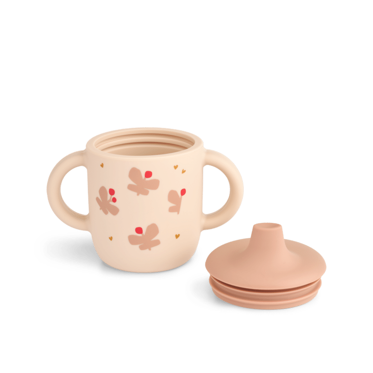 Tasse en silicone avec tétine papillons liewood ouvert