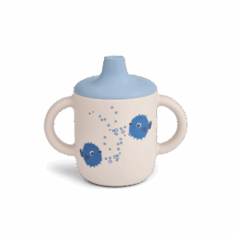 Tasse en silicone avec tétine poisson globe liewood fond blanc