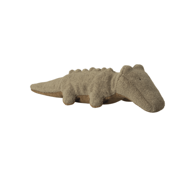 Doudou crocodile - Mini - Vert olive - Maileg, vue de profil sur fond blanc