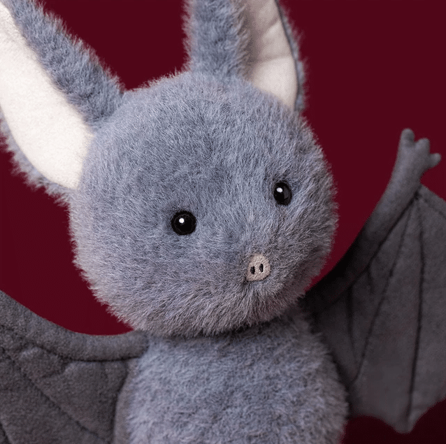 Doudou broox bat jellycat fond bordeau