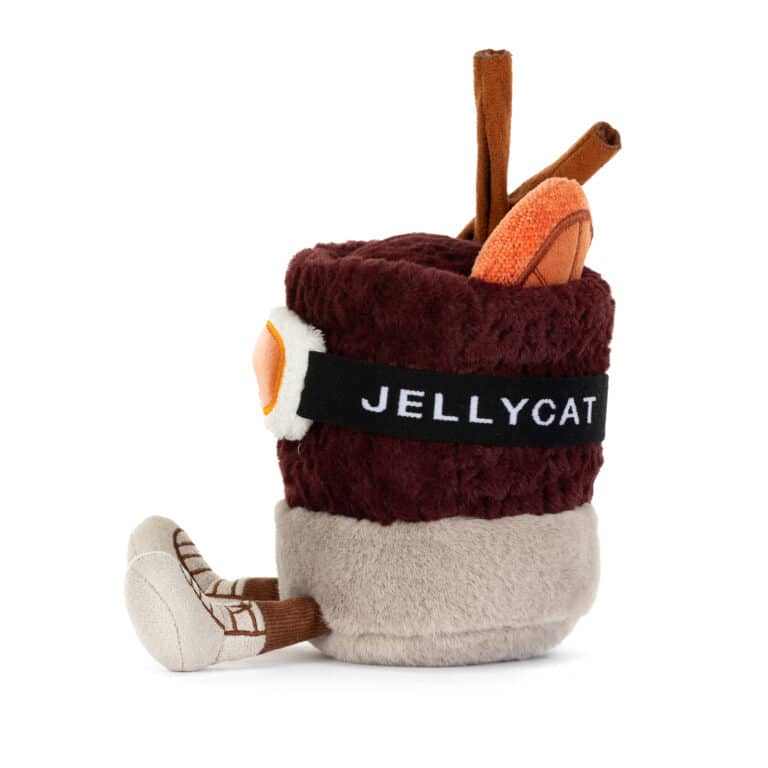 Amuseables Mullover Spiced Drink - Jellycat, vue de côté sur fonc blanc