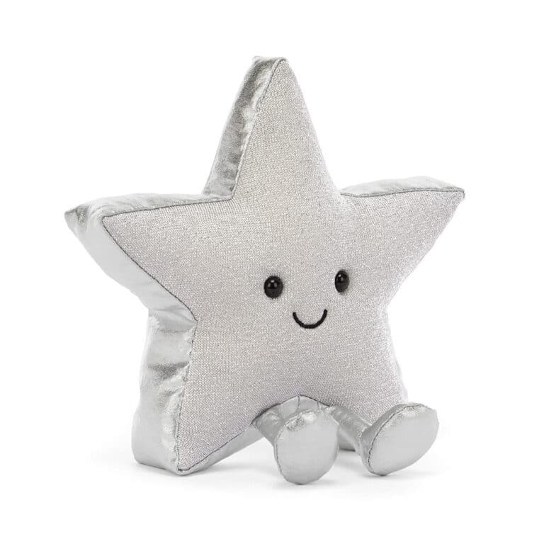 Amuseables Silver Star - Jellycat, vue de biais sur fond blanc