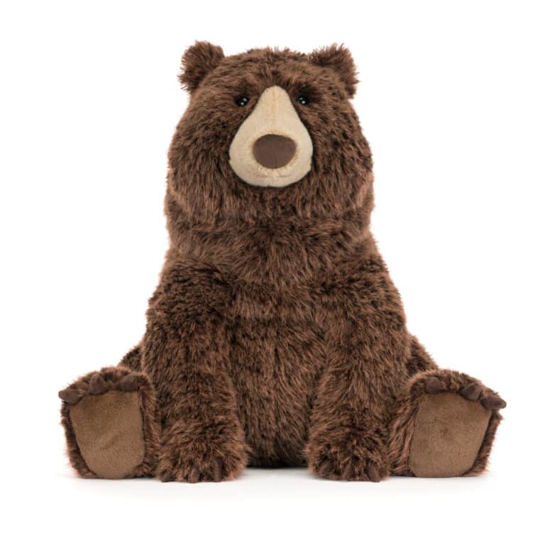 Bizzlestomp Bear -Jellycat, vue de face sur fond blanc
