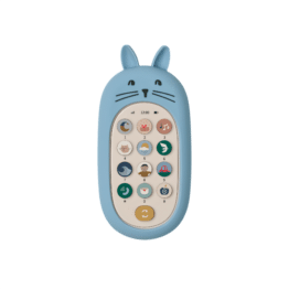 Téléphone Fidi en silicone bleu de Liewood fond blanc