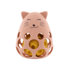 Hochet sensoriel en silicone mrs cat de Trixie fond blanc